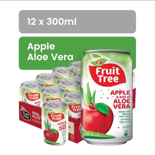 F&N Fruit Tree Apple Drink with Aloe Vera Bits 300ml Can
