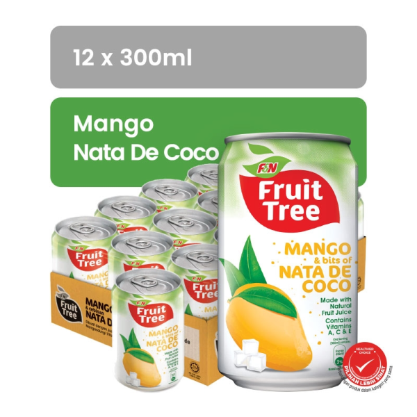 F&N Fruit Tree Mango Drink with Nata De Coco 300ml Can