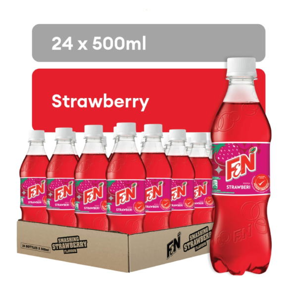 F&N Strawberry Carbonated Drink 500ml PET Bottle